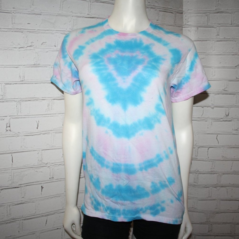 🌈💖 Pink & Blue Tie-Dye Tee · Size Small